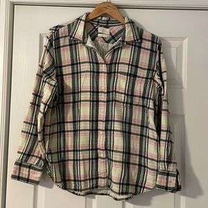 J. Crew classic fit plaid flannel shirt, size 14.